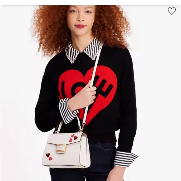 NEW kate spade new york katy heart embellished small top handle bag valentines